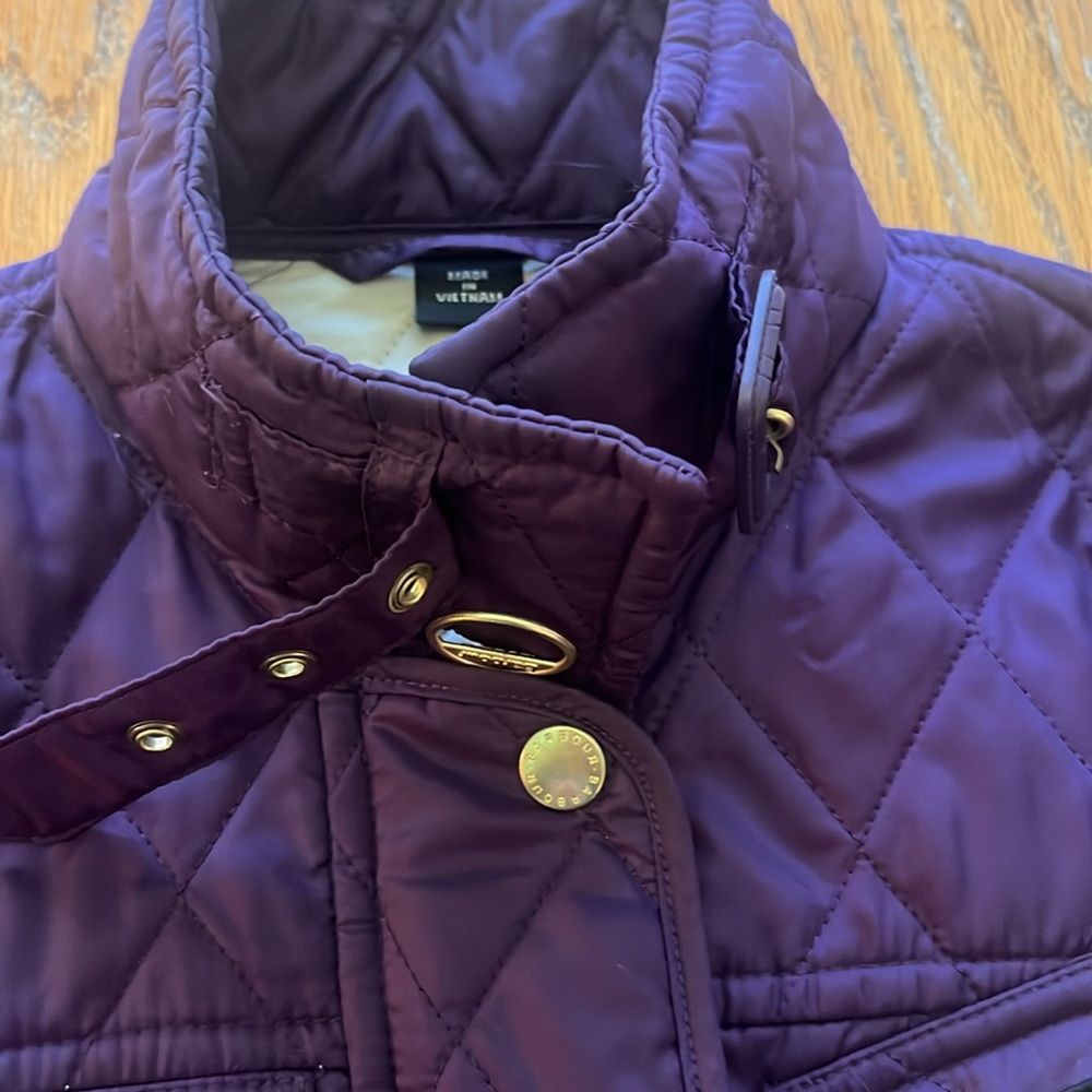 Gorgeous purple belted Barbour jacket sz2 brass/gold toned hardware 5 pockets - Picture 4 of 9